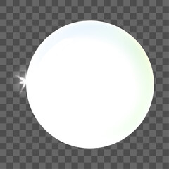 Vector transparent glass sphere with glares and shadow realistic