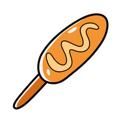 playful doodled cafe corn dog