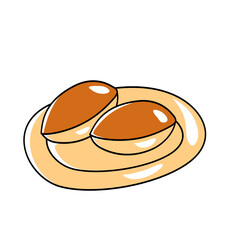 cute hand drawn breads on a plate