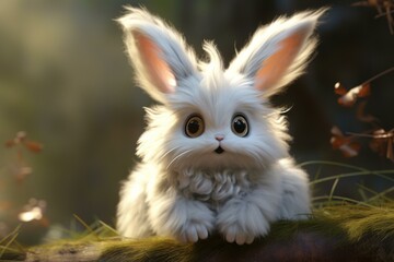 A cute animal with lengthy ears and fluffy coat. Generative AI