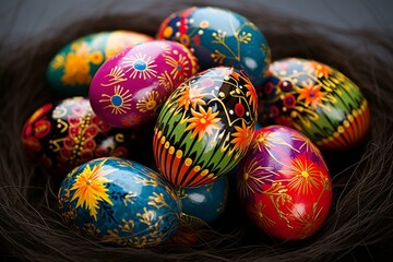 Fototapeta na wymiar bright Easter eggs. Generative AI
