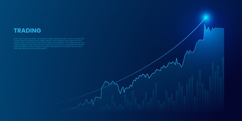 Growth success finance business chart investment diagram on analysis stock market background with digital economy exchange.