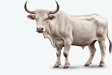 white bull isolated on transparent background. Generative AI