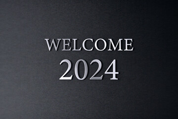 Fototapeta na wymiar Welcome 2024 Stylish Text Design illustration