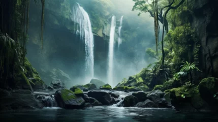 Foto op Plexiglas waterfall in the forest © Love Mohammad