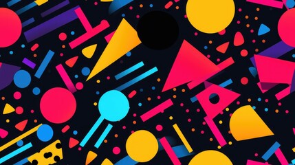 Fototapeta premium 1970s-inspired seamless repeatable pattern featuring bright, high-contrast neon colors. Ideal for use as a tile, creating an infinite and vibrant background or pattern for a retro and energetic aesthe