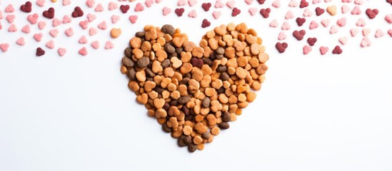 Dog food in the shape of a heart and paw print