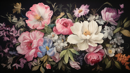 Obraz na płótnie Canvas floral decoupage, swirl, hypnotic