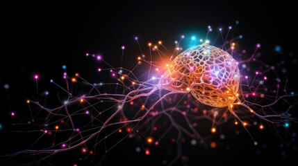 Fototapeta premium brain hologram, digital network link, technology, Neuronal Links