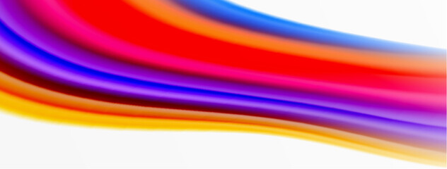 Rainbow color silk blurred wavy line background on white, luxuriously vibrant visually captivating backdrop. Stunning blend of colors reminiscent of rainbow, silky and gracefully blurred wavy pattern