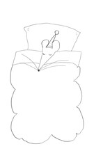 すやすやネズミさん(線画、絵本風イラスト)