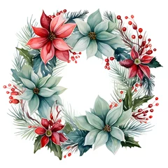  Great retro Christmas wreath watercolor design for various purposes, including watercolor illustrations, invitation card and banner designs, and framing, © Ash