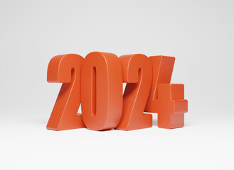 Happy new year 2024 design. With colorful truncated number illustrations. Premium. 2024 in 3D. Glass effect, glossy. 3D retro full color design template. 2024 new year celebration concept.3D Rendering