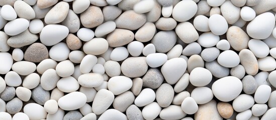 Background of small white polished pebbles