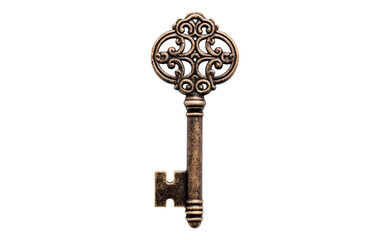 Beautiful Vintage Key in a Keyhole Isolated on Transparent Background PNG.
