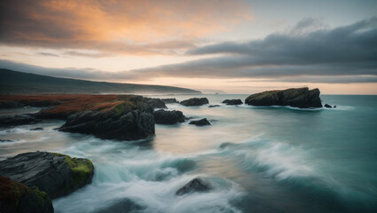 Fototapeta premium Beautiful seascape during sunset 
