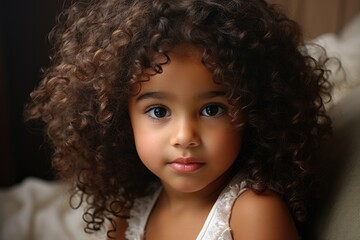 Fototapeta premium portrait of a young girl with curly hair 