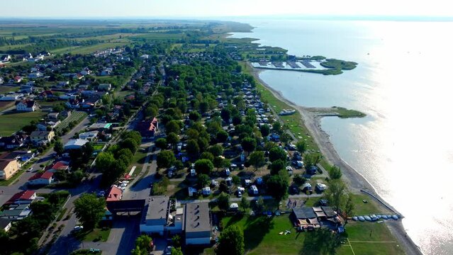 Lake Neusiedl, Austria - A Panorama of Towns and Villages Encircling the Lake - Wide Shot