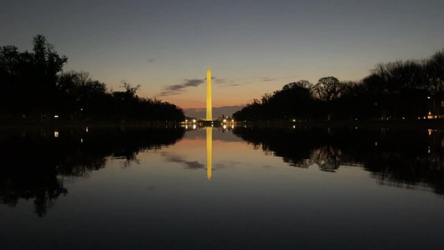 Real-time video of sunrise behind the Washington Monument in Washington D.C.