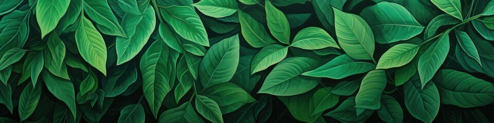 Banner illustration featuring beautiful, lush green leaves, creating a vibrant and refreshing visual representation of nature's vitality and natural beauty.