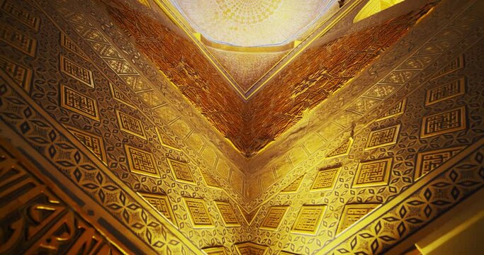 Inside of Samarkand, Amir Temur (Tamerlane) Mausoleum Uzbekistan built in 1404, video 6 of 46