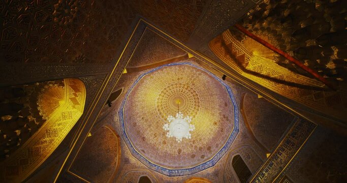 Inside of Samarkand, Amir Temur (Tamerlane) Mausoleum Uzbekistan built in 1404, video 29 of 46