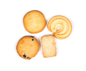 Set of danish butter cookies isolated on a white background