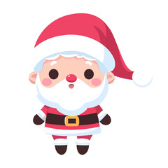cute happy Santa Claus character isolated in flat style. Christmas theme design element with transparent background.
