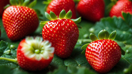 A perfectly ripe and juicy red strawberry