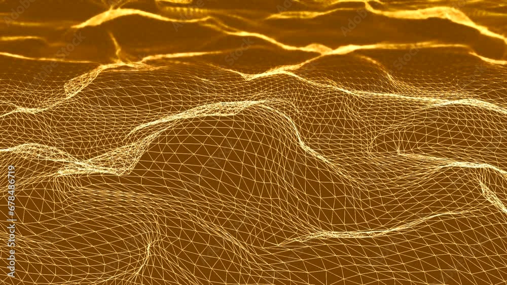 Wall mural abstract plexus fantasy background, wavy horizontal surface. animation.concept of digital data.
