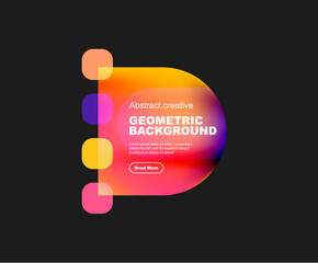 Round triangle and round square composition geometric background