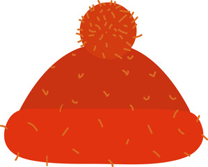 A red winter hat with pompom. Illustration.