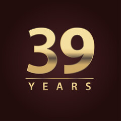 39 years for celebration events, anniversary, commemorative date. thirty nine years logo