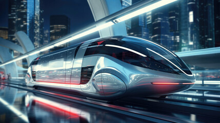 Futuristic transportation systems with magnetic levitation - obrazy, fototapety, plakaty