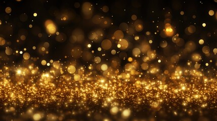 Fototapeta na wymiar Golden sparkles out of focus, creating a celebratory and exciting atmosphere with a blurred effect, evoking a sense of joy and anticipation.