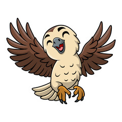 Fototapeta premium Cute falcon cartoon on white background