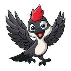 Cute woodpecker cartoon on white background