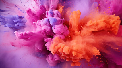 Fototapeta premium Colorful holi paint splash on purple background
