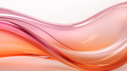 Abstract background with pink and orange glass waves on white background
