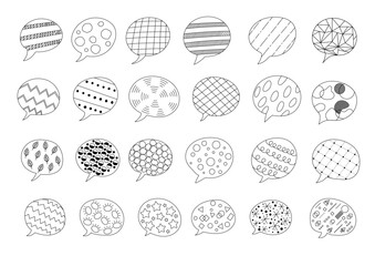 幾何学模様をあしらった線画の吹き出しセット