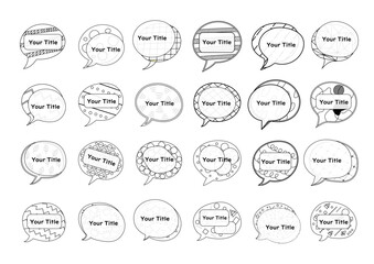 幾何学模様をあしらった線画の吹き出しセット