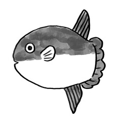 Caricature doodle of a flipping fish