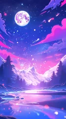 Fensteraufkleber Hand drawn anime beautiful fantasy landscape illustration background   © 俊后生