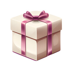 Obraz premium Gift box with purple bow isolated on white background.