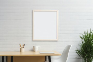 blank frame in modern home interior mockup background