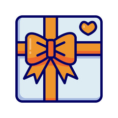 Gift box with ribbon, single icon in color style