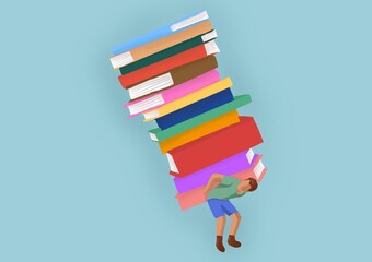 person holding a stack of books