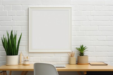blank frame in modern home interior mockup background