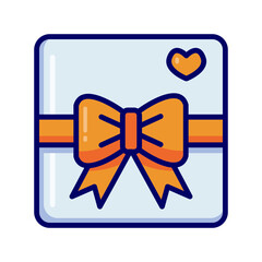 Gift box with ribbon, single icon in color style