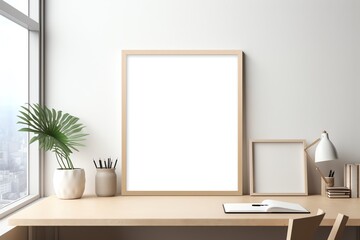 Fototapeta na wymiar blank frame in modern home interior mockup background